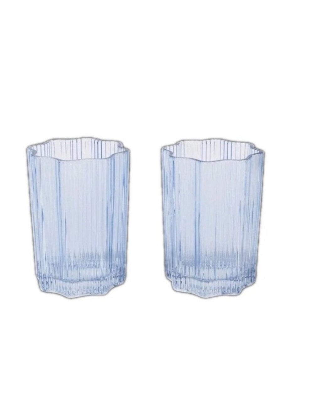 Glass Hause Ribbed Drinking Glasses 12 Oz Blue Elegant Design DishwashSafe NIB